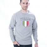 Grey Melange, Italia Round Neck Sweatshirt